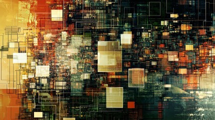 Geometric Abstraction of Digital Networks with Colorful Patterns and Shapes