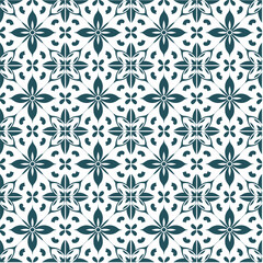 Elegant Blue and White Porcelain Tile Pattern with Floral Elements