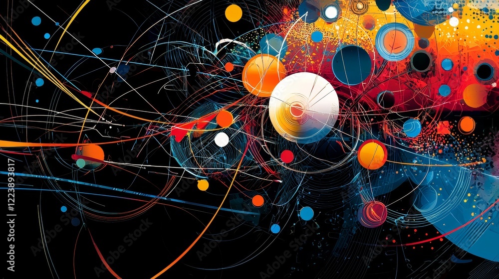 Aufkleber intricate abstract design featuring colorful shapes and dynamic lines