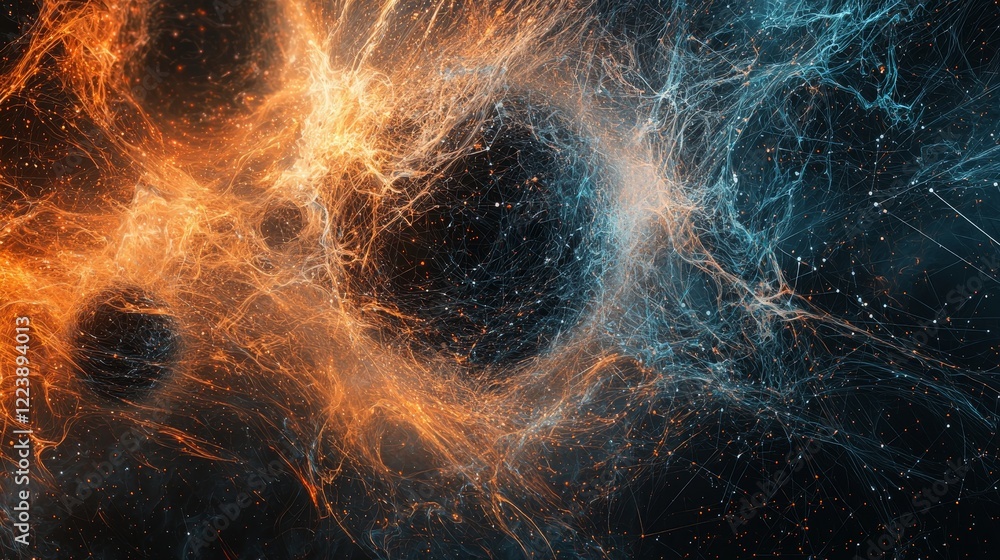 Poster modern interpretation of cyberspace with pulsating energy and dynamic visuals