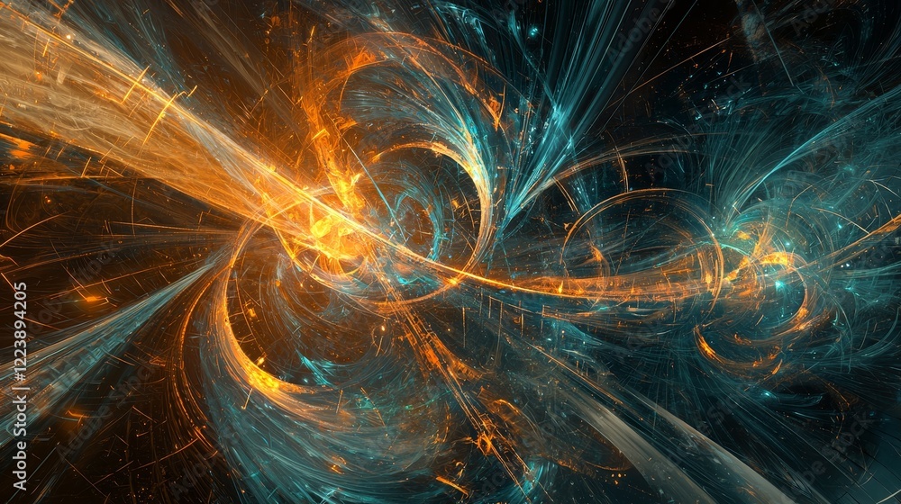 Poster stunning abstract visualization of technology with bright swirls and patterns
