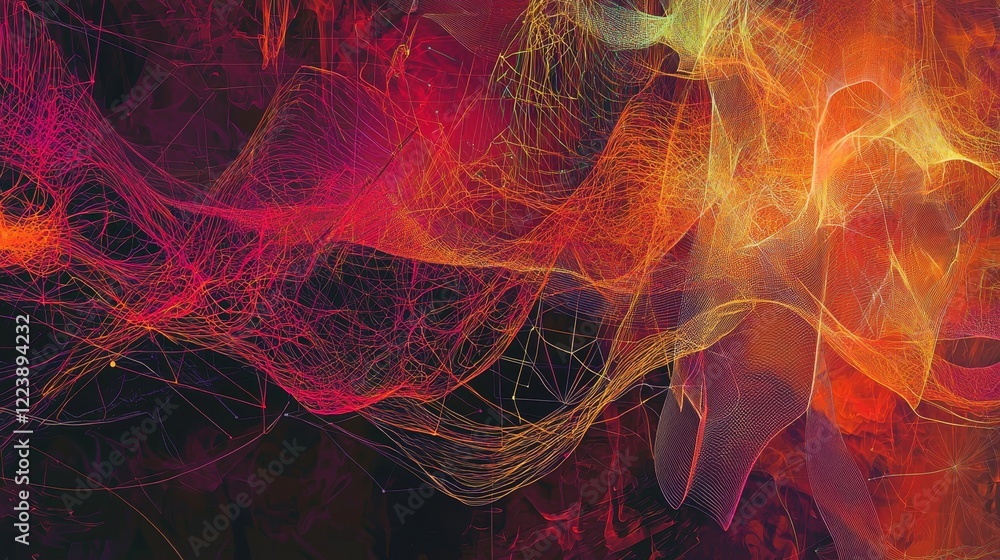 Poster stylish representation of colorful network connections in abstract design