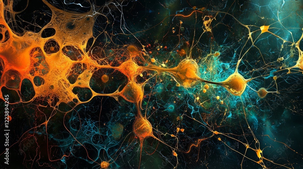 Poster stylish representation of network connections in vibrant colors and abstract design