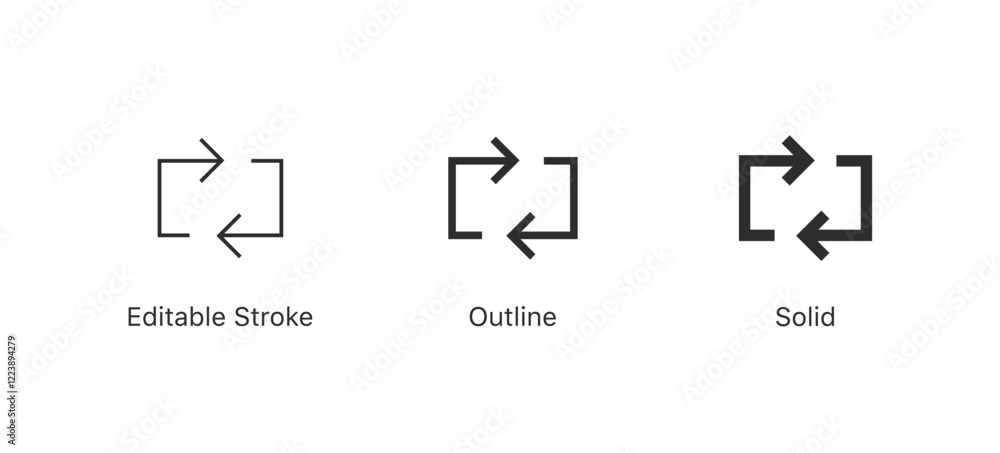Poster Refresh icon vector. exchange icon symbol. recycle vector icon symbol. Repeat and reload icons set and sync arrow rotation circle. editable stroke outline style for app user interface and web elements