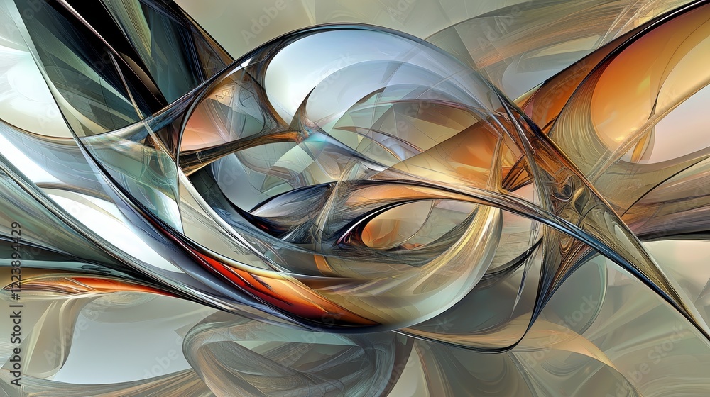 Poster abstract digital visualization of fluid interaction in vibrant colors and forms