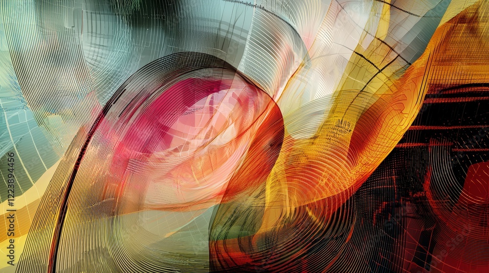 Poster Whimsical Abstract Lines Depicting Data Essence in Colorful Swirls and Curves