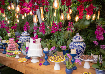 decoração, festa, casamento, colorido, debutante, mesa, decorado