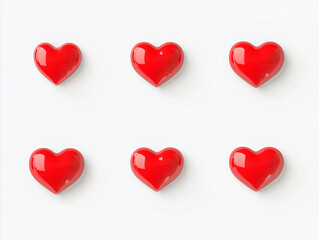 red 3d heart shapes red with a reflection