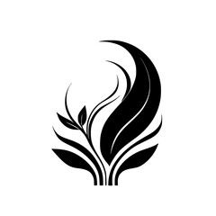 Elegant Black and White Floral Design: Minimalist Botanical Illustration, Abstract Plant Leaves, Nature-Inspired Graphic