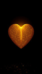 Golden Heart Floating on a Sparkling Golden Surface