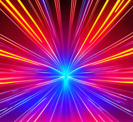 Obraz premium Red bright strip of light background abstract colorful background, bright neon rays and glowing lines. Pink yellow blue creative wallpaper.generative ai