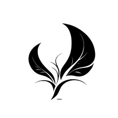 Fototapeta premium Elegant Black and White Floral Leaf Design: Simple Botanical Vector Illustration, Perfect for Nature-Inspired Projects
