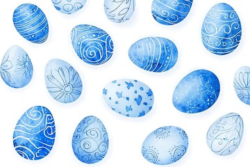 Fototapeta premium Easter day celebration with watercolor style eggs festive decor art creative space