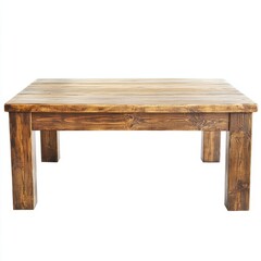 Rustic wooden coffee table with a simple, sturdy design.
