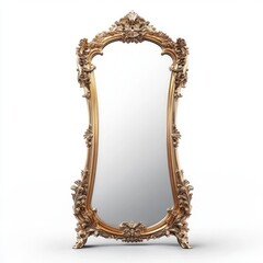 Ornate gold framed full-length mirror.