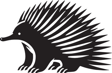 Black Color Echidna Silhouette Vector Illustration design, Solid White Background
