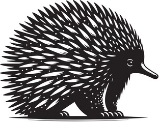 Black Color Echidna Silhouette Vector Illustration design, Solid White Background