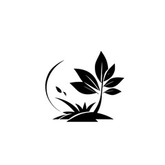 Elegant Minimalist Plant Illustration: Black and White Botanical Design, Nature Symbol, Vector Graphic