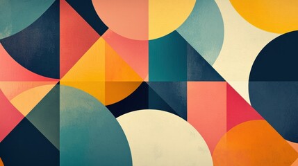 Fototapeta premium An abstract geometric design featuring overlapping triangles and circles in contrasting tones