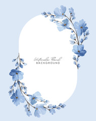 Watercolor Wedding Invitation Design Elements. Spring watercolor blue green floral bouquet. blue watercolor flower art. watercolor blue flower and white background.