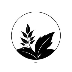 Elegant Botanical Leaf Silhouette: Minimalist Black and White Plant Design
