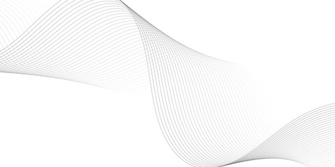 Undulate gray wave swirl. frequency soundwave; twisted curve lines with blend effect. Technology, data science, geometric border pattern.Isolated on white background. Vector illustration 