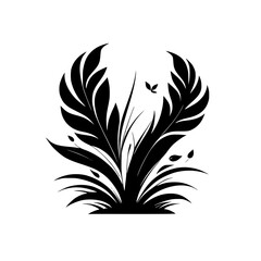 Elegant Black and White Floral Design: Botanical Silhouette Illustration