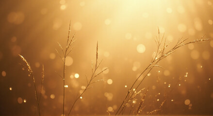 Fototapeta premium sunset in the grass, light, christmas, holiday, bokeh, vector, bright, summer, gold, orange, design, winter, yellow, sun, illustration, snow, shine, shiny, glitter, art, star, sparkle, glowing, glow, 