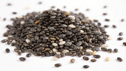 Chia Seeds Pile Closeup