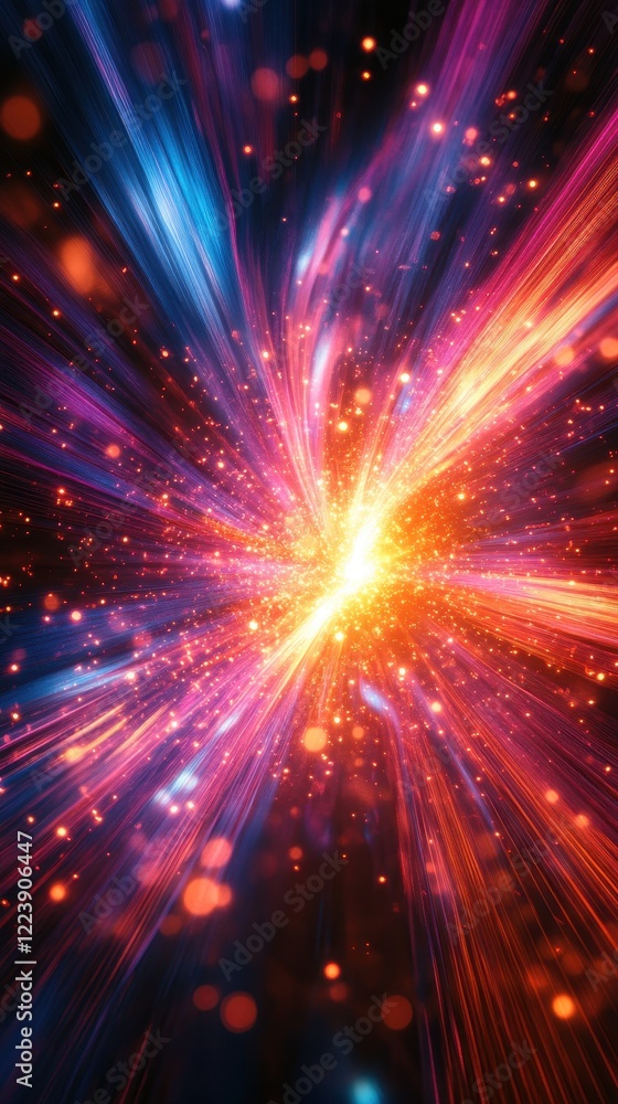 Poster colorful explosion of light and sparks creating a vibrant abstract background for creative projects