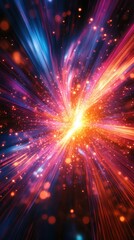 Obraz premium Colorful explosion of light and sparks creating a vibrant abstract background for creative projects