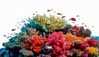 Obraz premium A vibrant coral reef with a variety of colorful corals and small fish