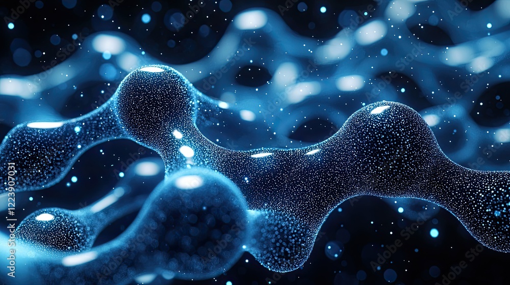 Poster abstract blue molecular structure network visualization