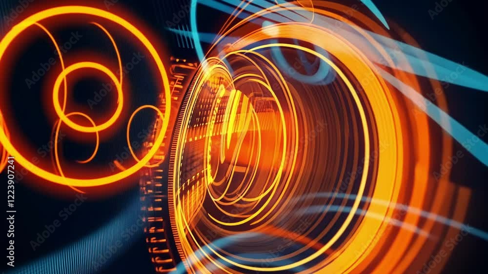 Poster complex machinery and digital interfaces combine in a vibrant, high tech manufacturing environment, 