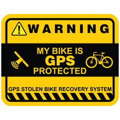 Warning, GPS recovery system, sticker vector