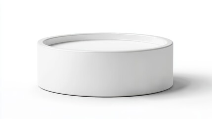 White cylindrical container, clean and simple design. Ideal for product mockups or showcasing your brand.