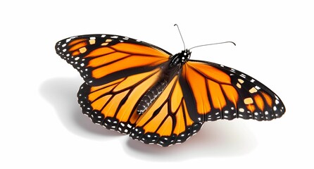 Obraz premium a monarch butterfly is sitting on white background