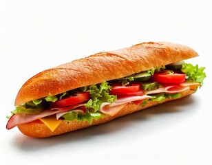 baguette sandwich isolated on white background