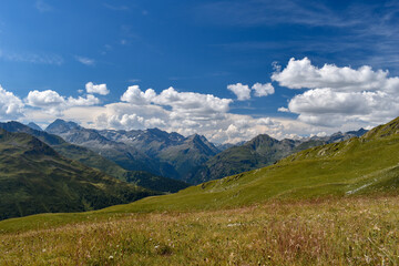 Naklejka premium view from Langschneid towards Villgraten Mountains with peak of Hochgall, Hohe Tauern, east tyrol, Austria