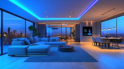 Modern City Apartment at Night