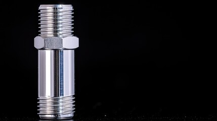 Metal Connector on Black Background. Industrial Part