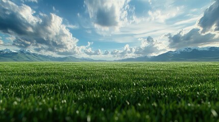 Fototapeta premium Serene mountain meadow sunrise; tranquil landscape for travel posters