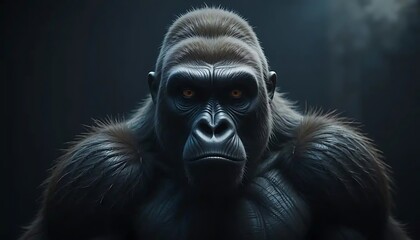 Fototapeta premium Majestic Gorilla Portrait: A Powerful and Intense Gaze