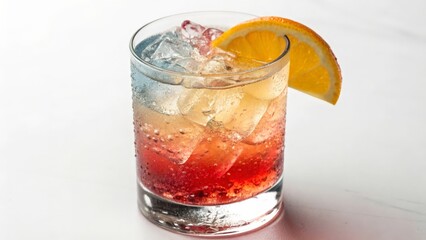 Layered Cocktail with Orange Slice Garnish