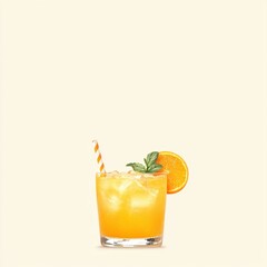 Fototapeta premium Refreshing orange cocktail recipe home kitchen beverage photography bright background close-up summer vibes