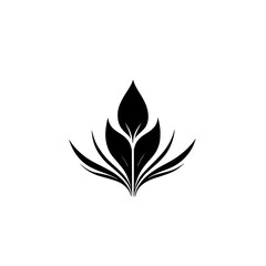 Elegant Black and White Floral Design: Minimalist Botanical Leaf Illustration, Perfect for Logos,  Decor, and Nature-Inspired Projects