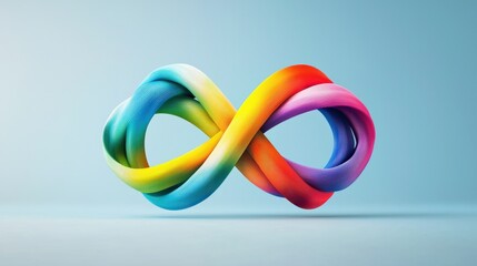 A symbolic intertwined ribbon in rainbow colors representing unity.