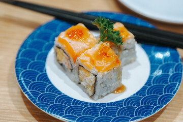 salmon kani cheese roll, good for article or commercial