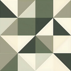 Fototapeta premium A geometric pattern featuring triangles in varying shades of green and cream.