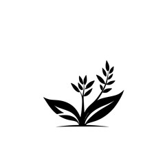 Elegant Plant Silhouette: Minimalist Botanical Sun Design. Perfect for logos, branding, and nature-themed projects. Simple, clean, and sophisticated aesthetic.